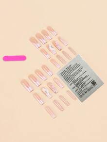 24 pièces Autocollants pour ongles en forme de fleur de perle rose, Casket. Élevez instantanément votre manucure. L'ensemble comprend 1 vernis gel et 1 lime à ongles, réutilisable, idéal pour les fêtes, la danse et le port quotidien. Fournitures pour ongles - Multicolore - Voir 4