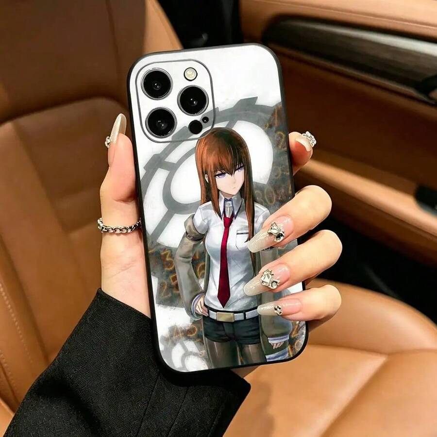 Anime SteinsGate Makise Kurisu Mobile Phone Case, Suitable For IPhone 12 13 14 15 16 17 Pro Max, Lightweight And Soft Protective Case, Black. - semangka1 - View 1