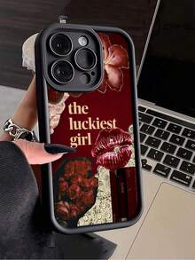 1 buah Casing Ponsel TPU Tahan Guncangan Minimalis Hitam Vintage Motif Bibir Merah Mawar, Kompatibel dengan Apple 17 16 15 14 13 12 11 Pro Max Air dan Seri Lainnya - MultiWarna - View 5