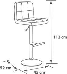 HC JUST HOME COLLECTION White Bar Stool With Backrest, Adjustable High Stool For Kitchen Bar, Padded Seat And Metal Frame - Black - View 3