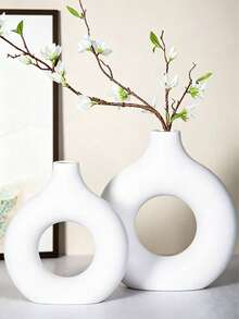 1 Piece Donut Ins Vase Flower Arrangement Decoration Ornament Donut Vase Handmade Minimalist Bohemian Style Modern Home Decoration Wedding Table Party Living Room Office Bedroom Decoration Ornament - Multicolor - View 1