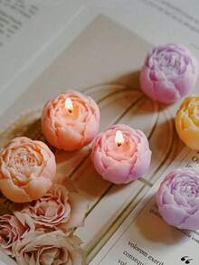 4-Piece Handmade Rose Scented Candles, Handmade Bouquet Shape, Women's Gift, Home Decor, Aromatherapy, Suitable For Christmas, Thanksgiving, Valentine's Day, Birthday And Other Holidays, Perfect Gift For Mother, Sister, Child, Lover, Friend And Family - Multicolor - View 3