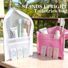 1pc Upright Mesh Toiletry Bag, Portable Zipper Travel Cosmetic Organizer, Multi-Pocket Bathroom Storage Bag, Suitable For Business Trip And Vacation - Multicolor - View 3