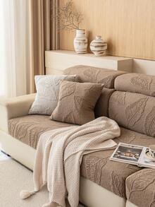 1pc Solid Color Fleece Sofa Cover, Elastic Stretch Fit, Comfortable Minimalist Ins Style, Pet-Friendly Anti-Slip Anti-Dirt, Machine Washable, All-Season Universal Sofa Protector For Living Room, Bedroom, Study, Suitable For L-Shaped 1/2/3/4 Seater Sofas - Khaki - View 5