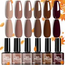 LIMEGIRL 6 Colors 8ml Gel Nail Polish Set, Autumn/Winter Nude Brown Gel Nail Polish Set Includes Glitter, Champagne Gold, Burgundy And Deep Red Gel Nail Polish, Suitable For LED UV Gel Manicure, Removable, LED Manicure DIY Home Salon Gift, For Women Nails - Multicolor - View 7