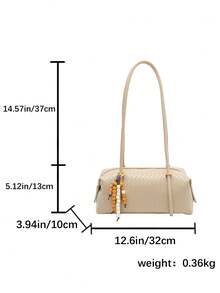 Bolso de mano tipo Boston Bowling de diseño coreano de nicho, bolso de hombro y axila de gran capacidad - Beis - Ver 3