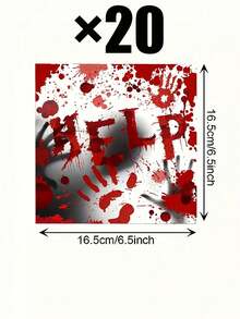 20/1pc Halloween "Help Needed" - Disposable Napkins With Bloody Handprints And Footprints. Suitable For Party Decorations, Halloween Decorations, Table Decorations, Halloween And Christmas Decorations. - One Size Fits All - View 9