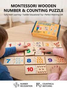 Number And Animal Matching Puzzle: A Fun Hands-On Board For Children, Made Of Wood, For Preschool Education And Improving Hand-Grip Ability - Multicolor - View 3