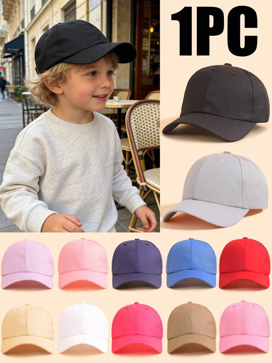 1PC Kids Solid Color Baseball Cap, Multiple Colors Available ...