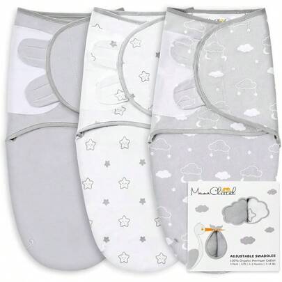 - Saco de beb para envolver beb, manta orgnica, sacos de dormir para recin nacido, envoltura ajustable, paales fciles para nios y nias de 0 a 3 meses, artculos esenciales para bebs, paales para guardera, paquete de 3