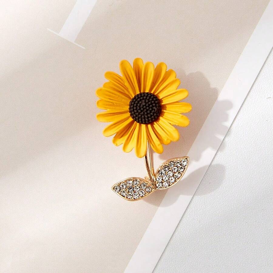 Premium Exquisite Sunflower Brooch, High-End Creative Niche Design, Cute Brooch Flower For Suit And Shirt Decoration Accessory - Yellow - View 1