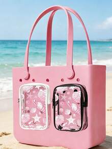 New Ocean Shell Pattern Bogg Beach Phone Bag (Includes Starfish & Shell Pattern) - Accessory, Phone Bag, Toiletry Bag; Essential For Travel And Outings, Can Be Used As Decorative Charm - Multicolor - View 3