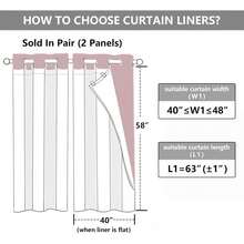 Simplebrand 100% Blackout Curtain Liner For Bedroom, Thermal Insulated Blackout Liners For 63 Inch Behind Curtains, 2 Liners Per Set With 14 Pieces Rings, Each 40" W X 58" L, Greyish White - ColorE - View 7