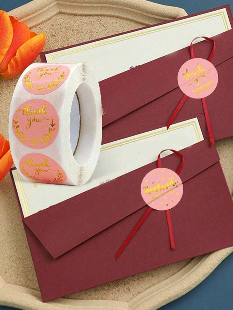 2/1 Rolls (500 Stickers Per Roll) 2.5cm/3.8cm Christmas Thank You Label Sticker Gift Wrap Label For Envelope Sealing, Card, Gift Decoration, With Foil Design - Multicolor - View 1