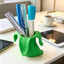 1pc Creative Banana Shaped Pen Holder, Cute & Quirky Desktop Organizer, Suitable For Children's Office Supplies, Student Stationery Pen Holder - A - View 4