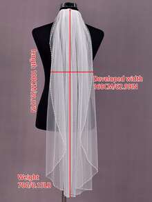 Kerudung pengantin manik-manik buatan tangan sepanjang 1 meter, indah dan elegan, sangat cocok dipadukan dengan gaun pengantin. - MultiWarna - View 7