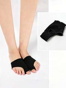 1 Pair Rubber Cushioned Bunion Elastic Socks, Toe Separator Socks, Prevent Big Toe Friction, Relieve Big Toe Fatigue, Suitable For Daily Wear - Black - View 3