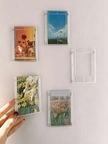 Minimalist Multifunctional Fridge Magnets And Decorative Stickers, Mini Photo Frames Compatible With Fujifilm - Room And Office Decoration Small Size Photo Card Display, Christmas Decoration, Double-Sided Photo Fridge Magnetic Frames, Transparent Photo Display Frames, Christmas Decoration - Multicolor - View 4