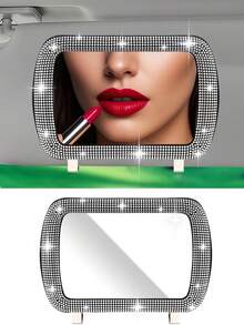 Car Sun Visor Makeup Mirror Without Light, Sparkling Rhinestone Crystal Sun Visor Makeup Mirror Clip, Suitable For Men And Women, Universal Style, Applicable To Sedans, SUVs, Trucks And RVs, Women's Car Accessories - Multicolor - View 14