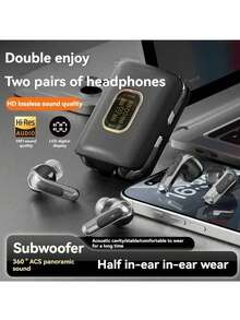 2 Pasang Earbud Nirkabel TWS Mode Ganda, Earphone Semi-In-Ear & In-Ear yang Dapat Diganti, Kotak Pengisian Daya dengan Indikator Daya LED, Earphone Stereo Ringan untuk Perangkat Pintar - View 10