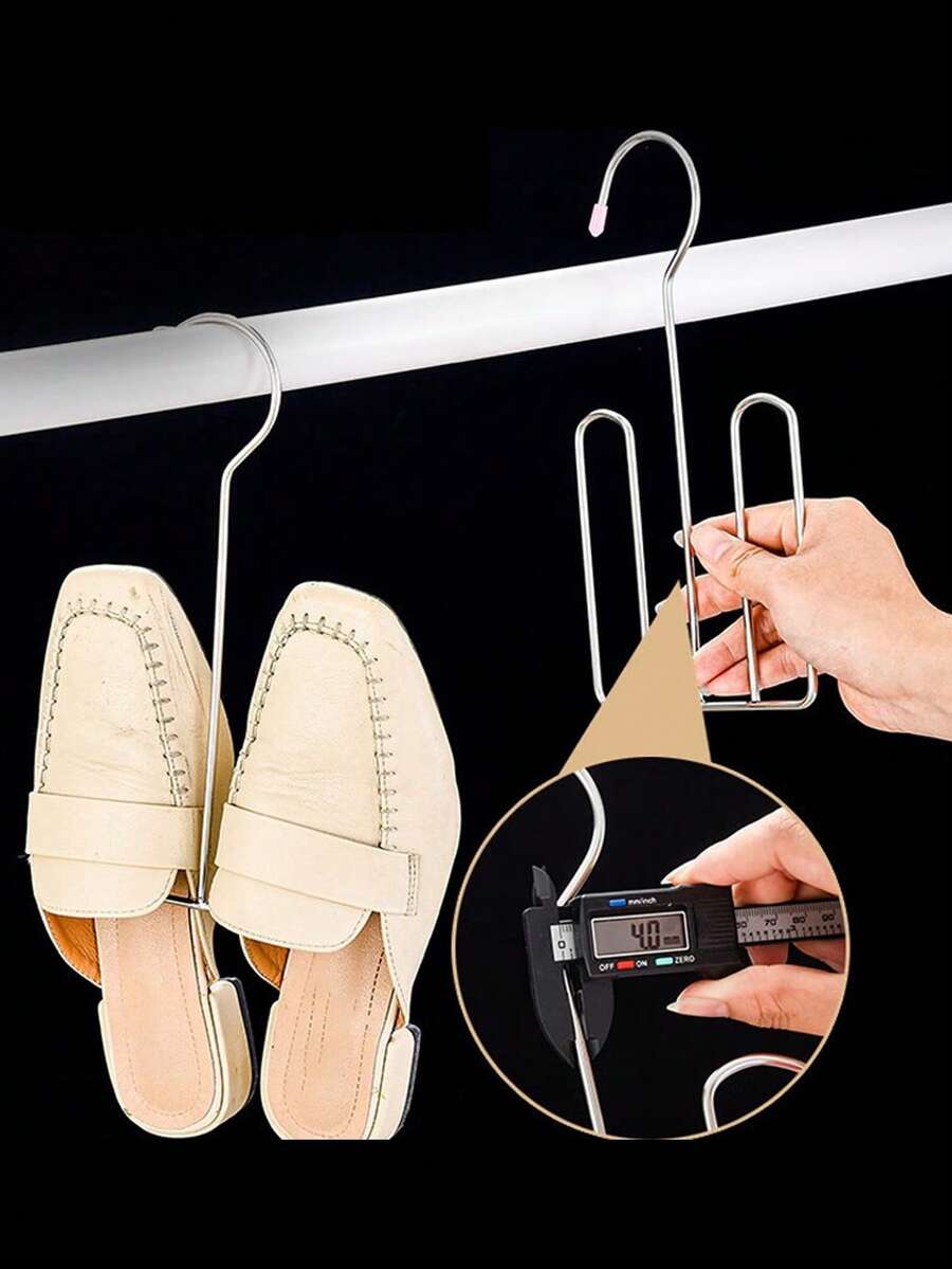 Stainless Steel Drying Rack, Hanging Shoe Rack, Space-Saving Windproof Design, Non-Slip Rubber Tips And Rust-Proof Clips, Suitable For Sneakers, Boots, Clothing, Indoor/Outdoor Use, Multi-Function Hook Design, Efficient Drainage - Multicolor - View 1