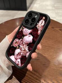 1件裝黑色牡丹玫瑰花個性化極簡全包覆TPU防摔手機殼，適用於Apple 17 16 15 14 13 12 11 Pro Max Air及系列 - 彩色 - 查看 3