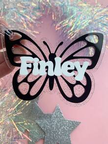 Butterfly Backpack Name Tag Personalized Keychain For Kids Name Bag Tag Custom Lunch Box Butterfly Theme Keychain For Kids Acrylic Backpack - Butterfly Pendant - View 5