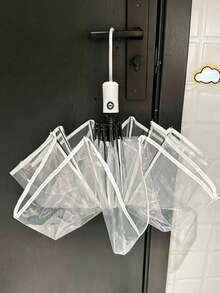 1pc Three-Fold Automatic Transparent Umbrella - White - View 4