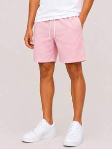 Kit 3 Premium Linen Shorts Bermuda Mauricinho Men's Casual Basic Comfortable Drawstring Waist - Rosa Pálido - Ver 2