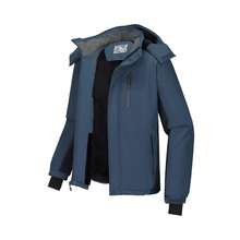 Women's Ski Jacket, Waterproof Warm Fleece Hooded Snowboard Coat For Winter - Titanium Gray Blue/Blue Black - View 5
