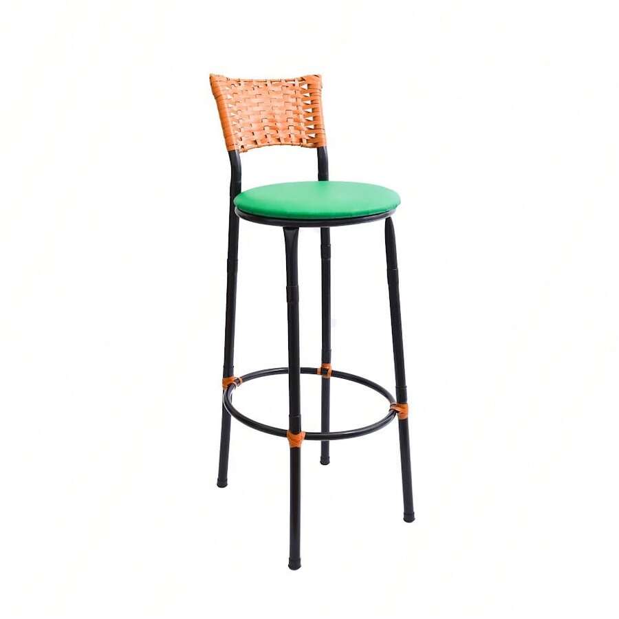 reed space Banqueta Alta Juncada Junco Imbuia Para Cozinha, Bar E Área Gourmet - Verde - Visão 1