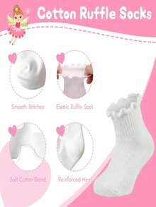 5 Pairs/1 Pair Baby Socks Ruffle Trim Vintage Princess Socks 0-5 Years Old - Multicolor - View 5