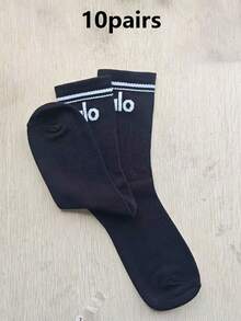 1/3 Pairs Women's Minimalist Letter Print Mid-Calf Sports Socks, Multi-Functional Design, Suitable For Yoga, Running, Basketball, All Seasons - Multicolor - View 12