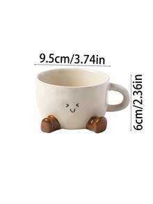 1 件可爱卡通陶瓷杯带脚印表情，家用下午茶咖啡杯，拿铁杯，花茶杯，早餐牛奶杯，情侣水杯，节日礼物，送给家人和朋友的礼物 - 彩色 - 查看 15