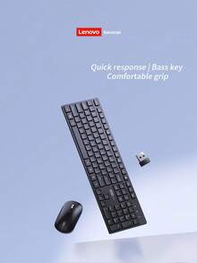 Lenovo Wireless Keyboard Mouse Combo 2.4G USB Receiver Plug And Play Full-Size Numeric Keyboard Comfortable Grip Mouse For Home Office Computer - Black - View 7
