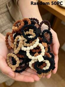 4/10/20/50 Stück Damen Haargummis mit hoher Elastizität, süßes Kaninchen-Design, vielseitig und einfach, geeignet für den täglichen Gebrauch, Muttertagsgeschenk, Pferdeschwanz-Haarbänder, Gummibänder - Verschiedenfarbig - Übersicht 14