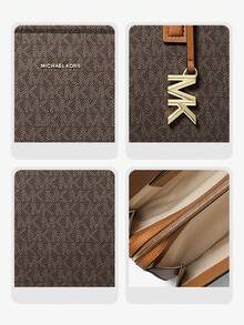 Michael Kors MK Laila 中號女款皮革托特包，休閒單肩包，經典通勤托特手提包，適合購物與旅行 - 棕色 - 查看 4