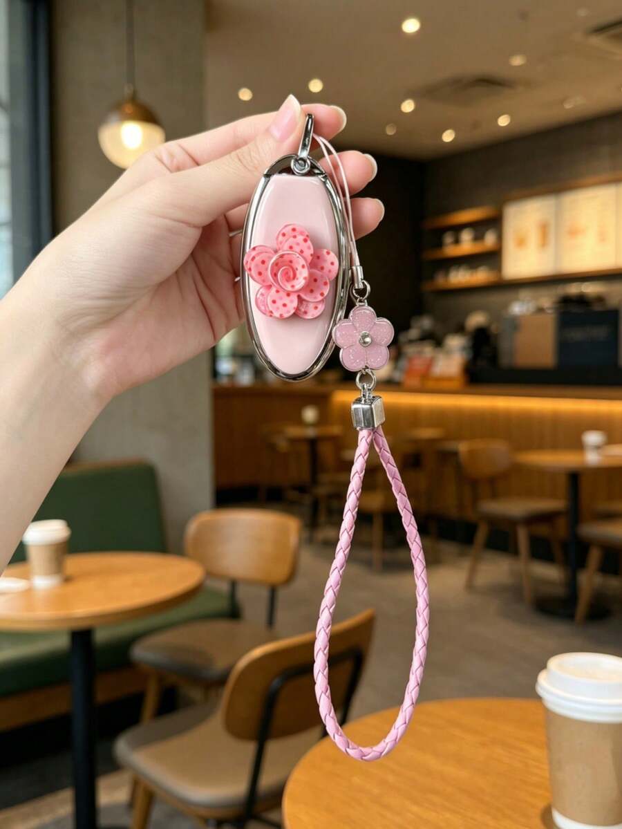 1PC Fashion Polka Dot Flower Lanyard TPU Key Cover For Nissan Teana Ariya 4-Button Car Key Protective Case (Key Not Included) - Multicolor - View 1