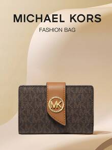 Michael Kors GREENWICH Wallet For Women RFID Blocking Womens Wallet Bifold Card Holder With ID Window Gift For Women - Black Brown - View 1