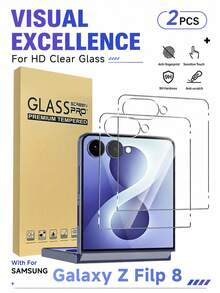 2片裝 Galaxy Z Flip 8 鋼化玻璃螢幕保護貼，9H 防刮無氣泡，相容 Z/Z Flip6/Z Flip5，可搭配手機殼使用，生日節日禮物 - 無色 - 查看 8