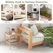 2 Pack Bamboo Compact Nightstand 2-Tier Side Table With Bottom Shelf Square End Table For Small Space Living Room Bedroom - Caqui - Ver 2
