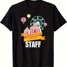 Casual Short-Sleeved T-Shirt With Round Neck And Carnival-Themed Print, A Unique Garment For Parties And Events, Casual Clothing For Women. - 黑色 - 查看 1