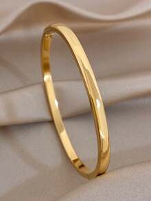 1Pc/3pcs Golden Luxury Zirconia Geometric Bangle Bracelet For Women,Stainless Steel Set,Daily/Beach Boho/Party/Wedding,Mom Gift,Valentine Birthday - Multicolor - View 10
