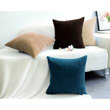 1 Housse De Coussin En Velours Côtelé, Douce Et Doublée De Flanelle, Pour Canapé, Lit Et Salon, 40 X 40 Cm / 55 X 55 Cm - Brun clair - Voir 6
