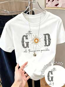 Impala Women's Short-Sleeved Printed T-Shirt, Spring Clothing, Holiday Outfit, White For Summer, Beach Look, Vacation, Country Style, Women's Office Outfit. - 白色 - 查看 12