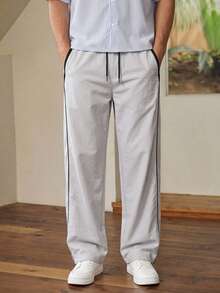 Whitmere Men's Multi-Pocket Casual Straight Leg Pants With Drawstring And Adjustable Waist, Street Style Fashion Forward - Light Grey - View 1