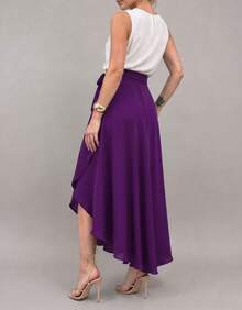 Long Wrap Skirt With Tie Fashion Blogger - Purple - View 2