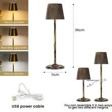 LED Cordless Touch Night Light, USB Rechargeable, With Touch Sensor Switch, 3 Color Temperature Control, Adjustable Brightness, Compact Portable Desk Lamp, Pleated Metal Appearance, Modern Minimalist Elegant, Ideal For Study, Bedroom, Bedside, Dining Room, Bar Lighting Decoration - Desk Lamp - View 11