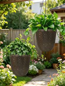 2pcs Indoor Plant Automatic Watering Hanging Planters, Hanging Plant Pots With Drainage Holes And Chains, Hanging Flower Pots, Outdoor Small Hanging Planter Baskets, Home Decor Gardening - Multiple Styles - View 11