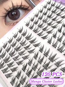 100 piezas de extensiones de pestañas individuales en racimo segmentado de longitud mixta de 11-13mm, extensiones de pestañas individuales puntiagudas - Negro - Ver 3